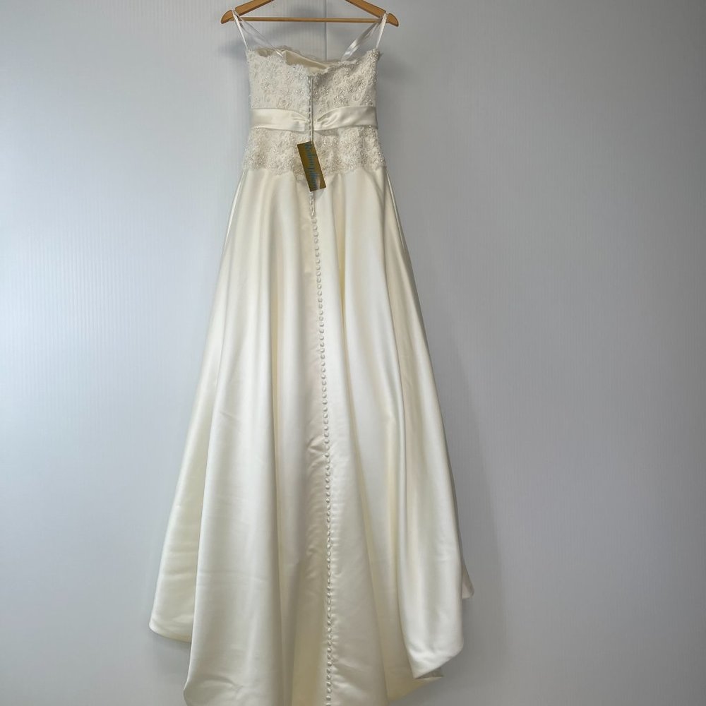 Robin Jillian Dress Women 8 Bridal Floral Beaded Lined Ivory Wedding Train Ne